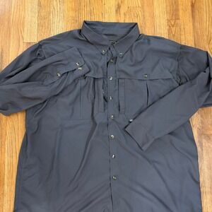 Drake Waterfowl Shirt Mens 3XL Gray Long Sleeve Vented Fishing Hunting Shirt